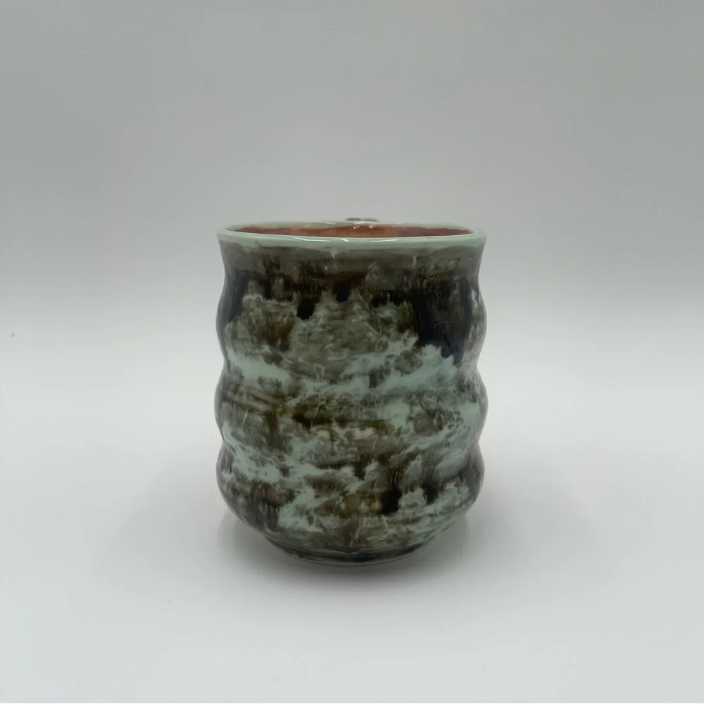 Stoneware Coffee Mug Large Size Hand Painted Unique Earthy